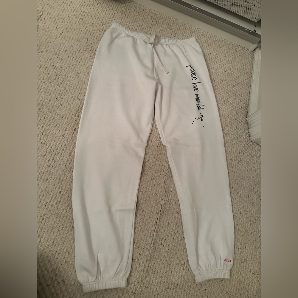 Peace love world sweatpants nwot I white